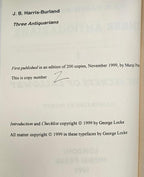 Three Antiquarians Vol. I by J.B. Harris-Burland (First Edition)