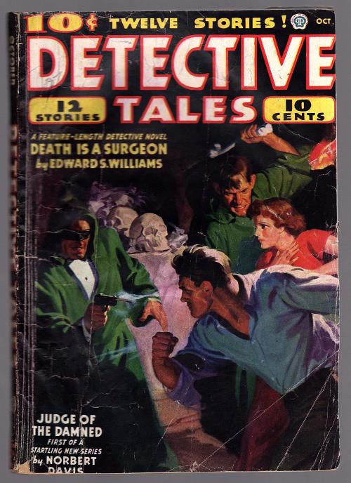 Detective Tales Oct 1937 Wild Weird Menace Skull Cover - Pulp