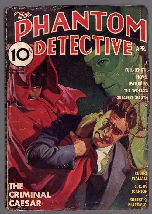 Phantom Detective Apr 1936 Belarski Hooded Menace cover - Pulp