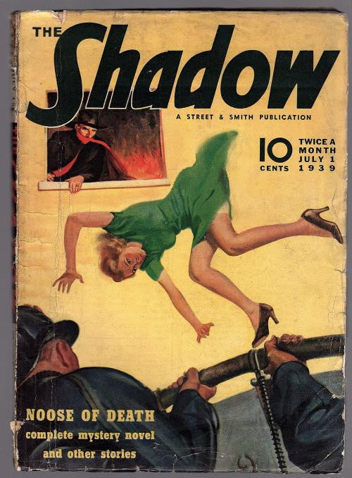 The Shadow Jul 1 1939 Falling Cvr, Noose of Death Maxwell Grant - Pulp