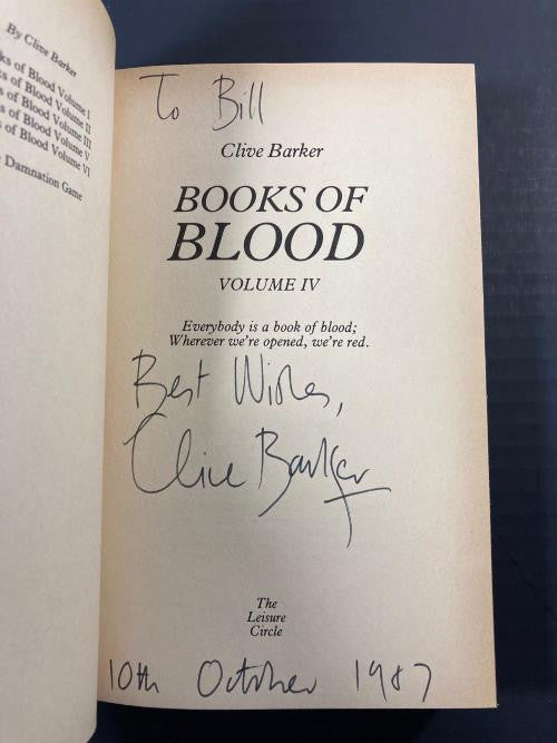The Books of Blood, Volumes IV & V by Clive Barker (Signed) First Edition