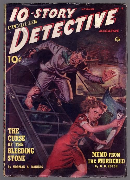 10 Story Detective Nov 1942 Norman Saunders GG Cvr, Daniels - Pulp