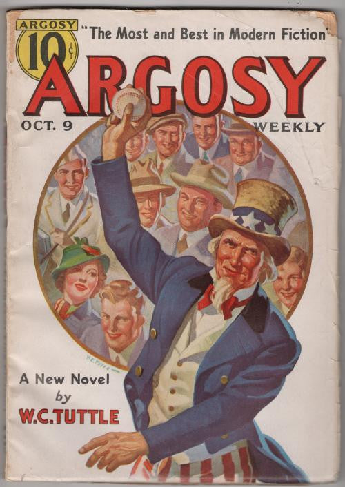 Argosy Oct 09 1937 V. E. Pyles Uncle Sam baseball Cvr; W. C. Tuttle