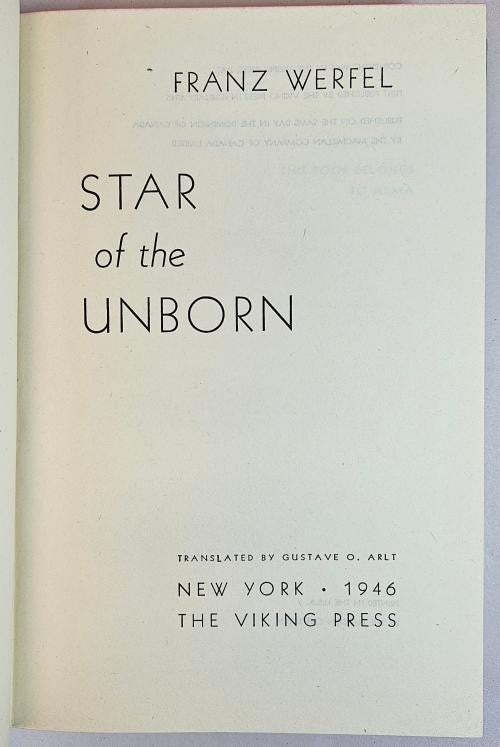 Star of the Unborn by Franz Werfel (First Edition) Rare
